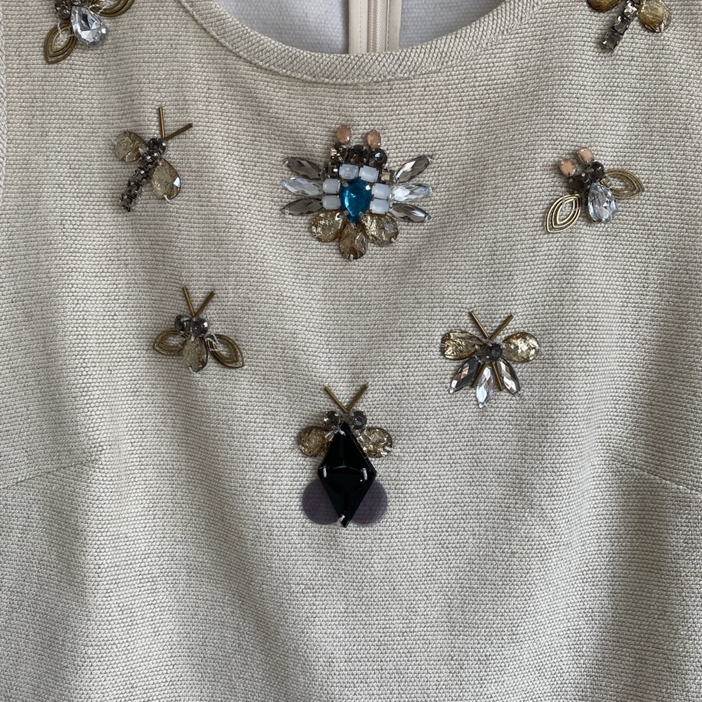 Maximalist Banana Republic jeweled bug sleeveless top.